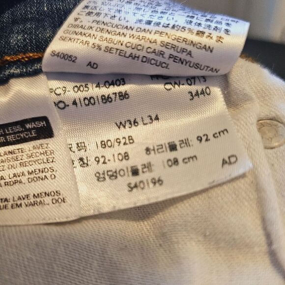 Levis 514 Men's size 36x34 Regular Fit Straight Leg Denim Jeans - Picture 9 of 9